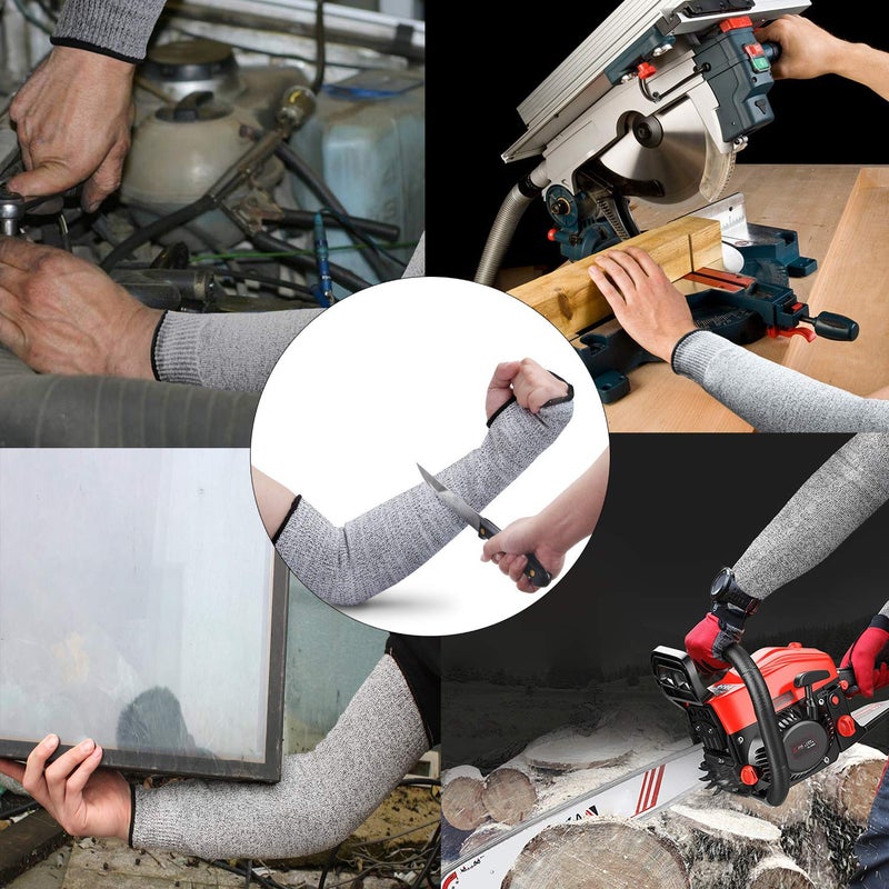 CAWANFLY Protective Arm Sleeves, Level 5 Protection Cut Resistant Sleeves with Thumb Hole (Grey) - Image 3